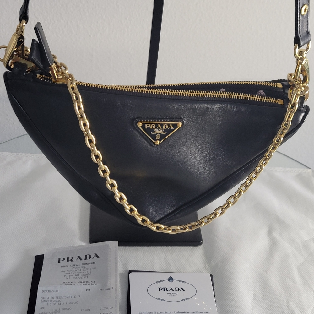 Prada Symbole leather and fabric mini bag - Black/Alabaster White. - Picture 5 of 9